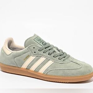 adidas Samba ADV Silver Green, Wonder White & Gum Skate Shoes